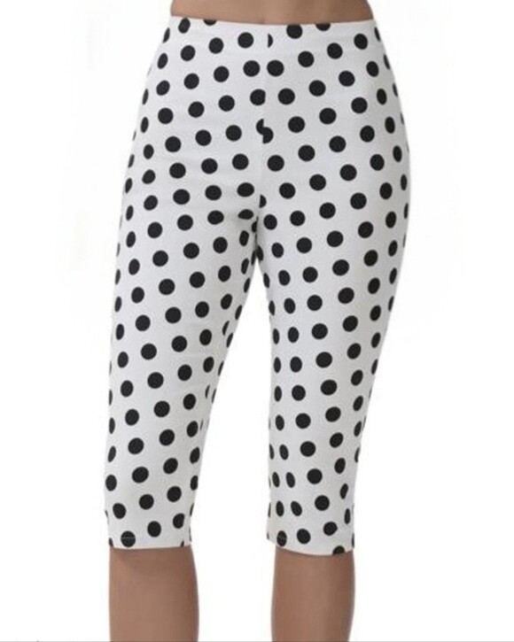 AFRM Pants - AFRM White Capri Leggings with Black Polka Dots